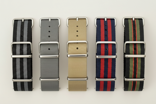 Neu eingetroffen bei Vostok-World24: NATO Armbänder in den Farben Khaki, Grau, Navy Red, James Bond und Vintage James Bond