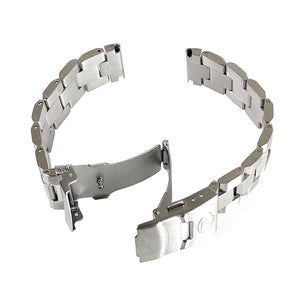 20mm Vostok Edelstahlarmband – massives 3‑reihiges Band, Faltschließe mit Logo