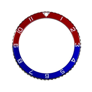 Vostok Pepsi Lünette aus Edelstahl mit Alu‑Insert und SuperLumiNova Marke, inkl. Feder