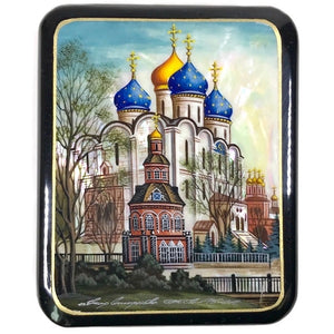 Scatola laccata russa "Monastero della Trinità di Sergiev Posad", Fedoskino