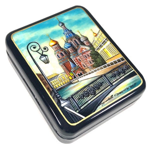Russische Lackdose „Blutkirche in St.Petersburg“, Fedoskino