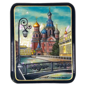 Russische Lackdose „Blutkirche in St.Petersburg“, Fedoskino