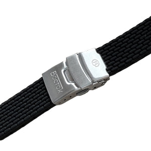 Vostok Silikon Armband 22 mm schwarz mit Faltschließe und Logo