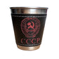 Rosyjski zestaw kubków CCCP w skórzanym etui – 4x 70 ml