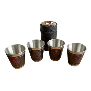 Set di bicchieri da bere russi CCCP in custodia di pelle – 4x 70 ml
