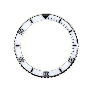 Vostok Lünette Edelstahl mit weißem Keramik‑Insert inkl. Feder