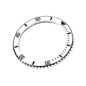 Vostok Lünette Edelstahl mit weißem Keramik‑Insert inkl. Feder