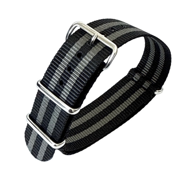Vostok NATO Armband Nylon grau/schwarz James Bond 18mm 20mm 22mm