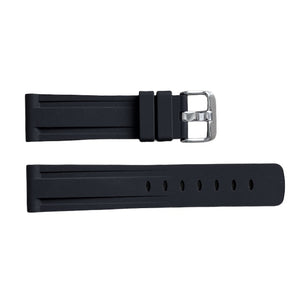 Vostok Polyurethan Armband 22 mm in Schwarz mit Dornschließe