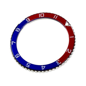 Vostok Pepsi Lünette aus Edelstahl mit Alu‑Insert und SuperLumiNova Marke, inkl. Feder